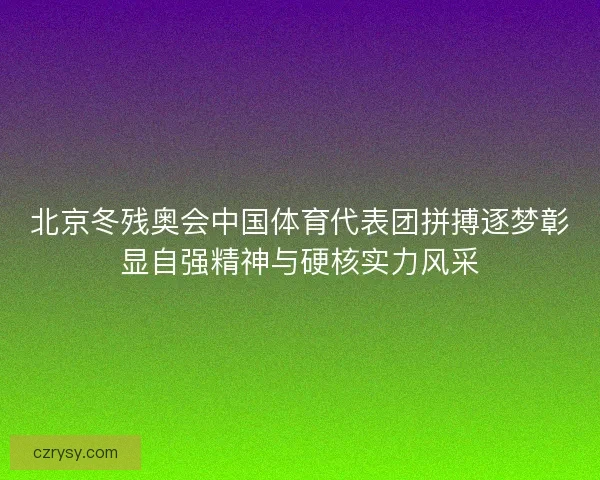 北京冬残奥会中国体育代表团拼搏逐梦彰显自强精神与硬核实力风采