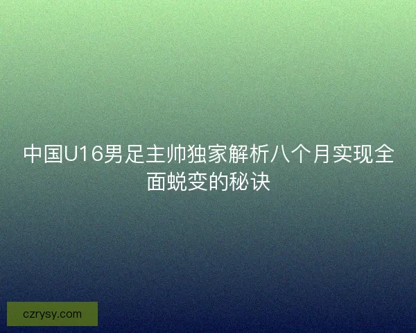 中国U16男足主帅独家解析八个月实现全面蜕变的秘诀