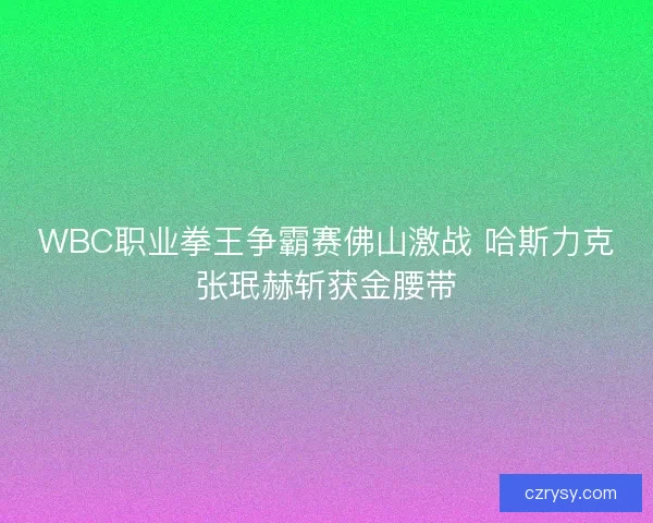 WBC职业拳王争霸赛佛山激战 哈斯力克张珉赫斩获金腰带